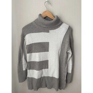 Industry Gray Ivory Colorblock Turtleneck Sweater XS